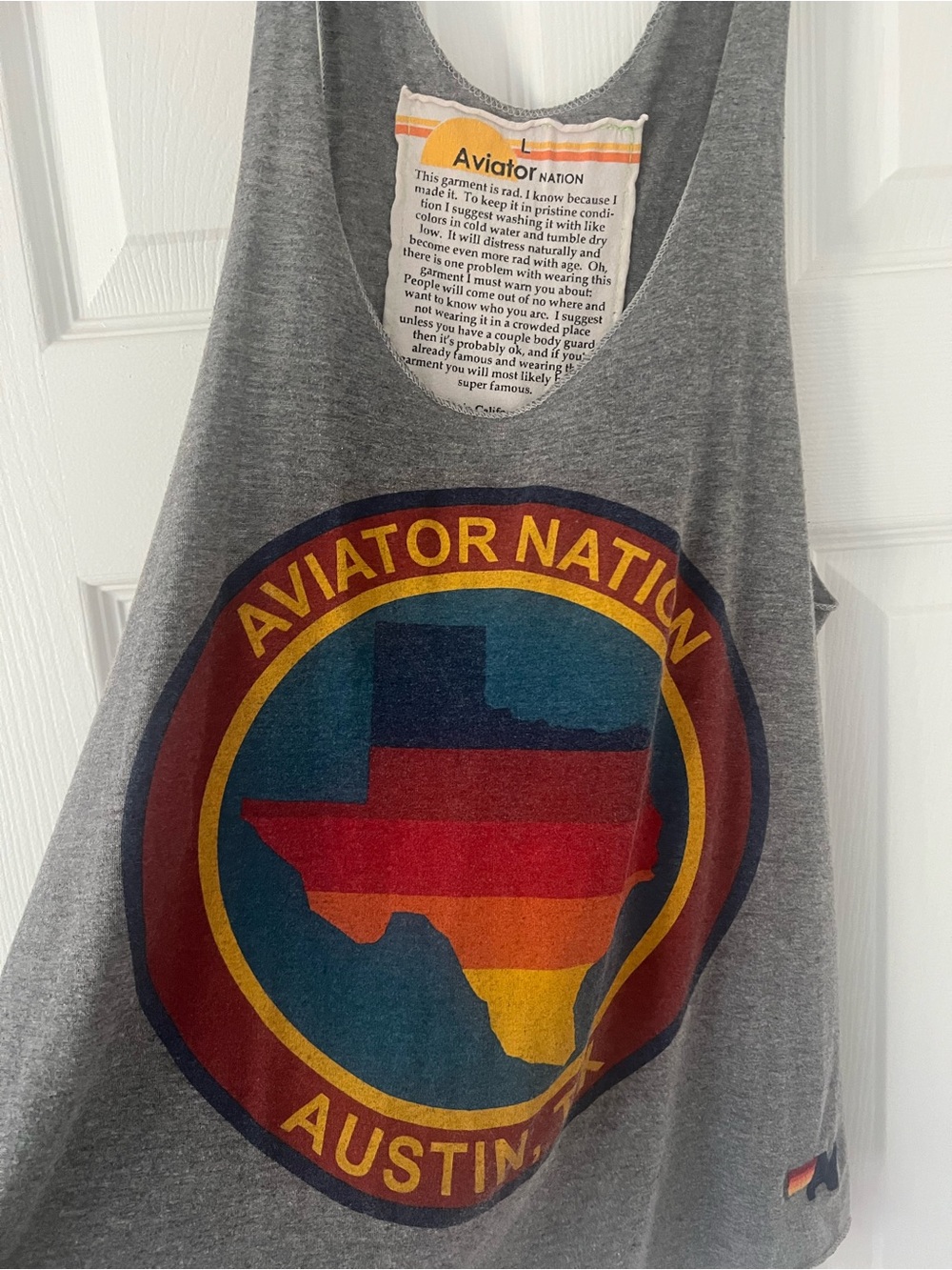 Aviator Nation Grey Tank Top with Retro Austin, Texas Logo - Picture 4 of 6